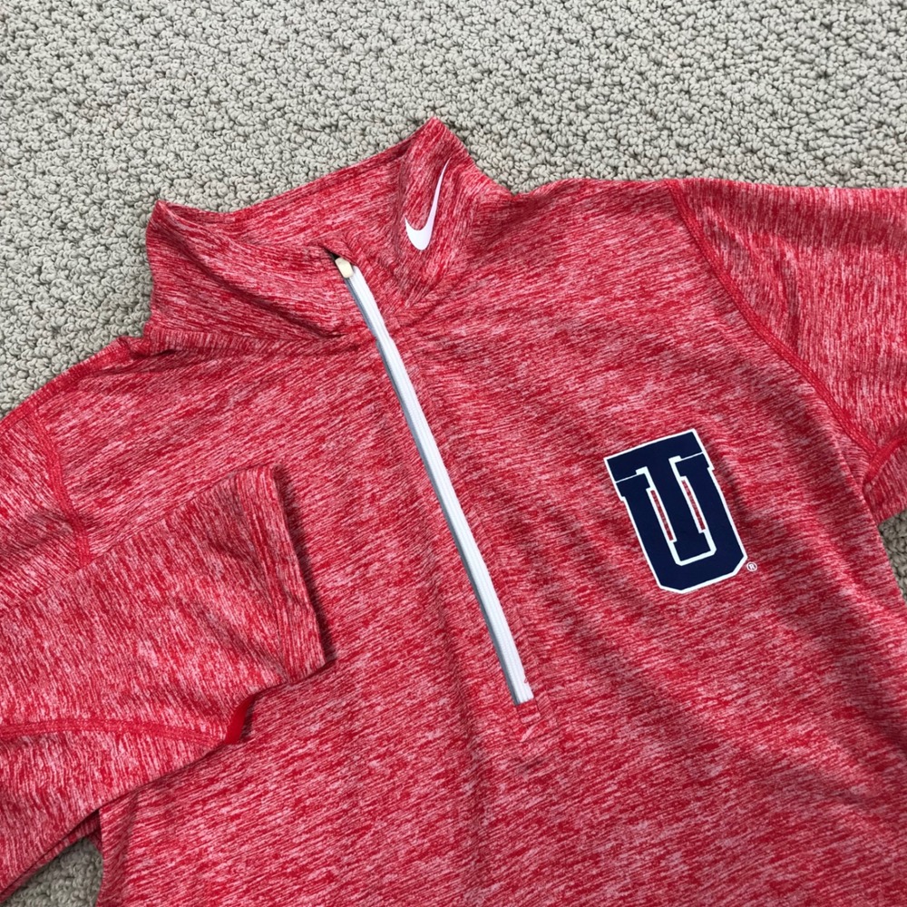 Nike Dri-FIT University of Utah Utes Quarter Zip Pullover Red Space Dye Womens S